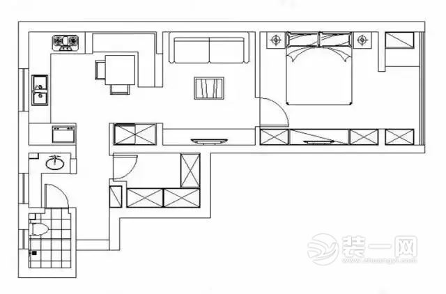 52平米手枪户型装修效果图