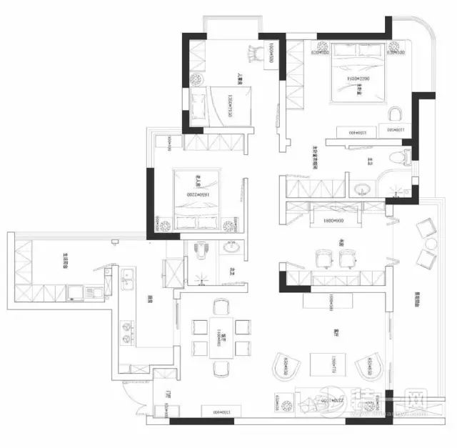 125平米美式风格四居室装修效果图