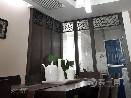 苏州中旅狮山名门110平米三室两厅新中式装修案例——餐厅厨房