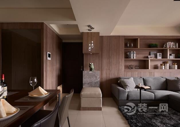 85平米两室一厅装修效果图 成都奶茶色小户型设计案例
