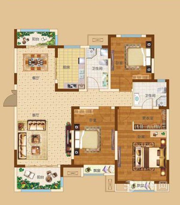 133平米三居室现代简约设计案例