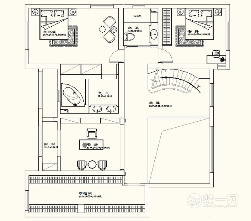 别墅设计效果图 290平五居欧式案例户型图