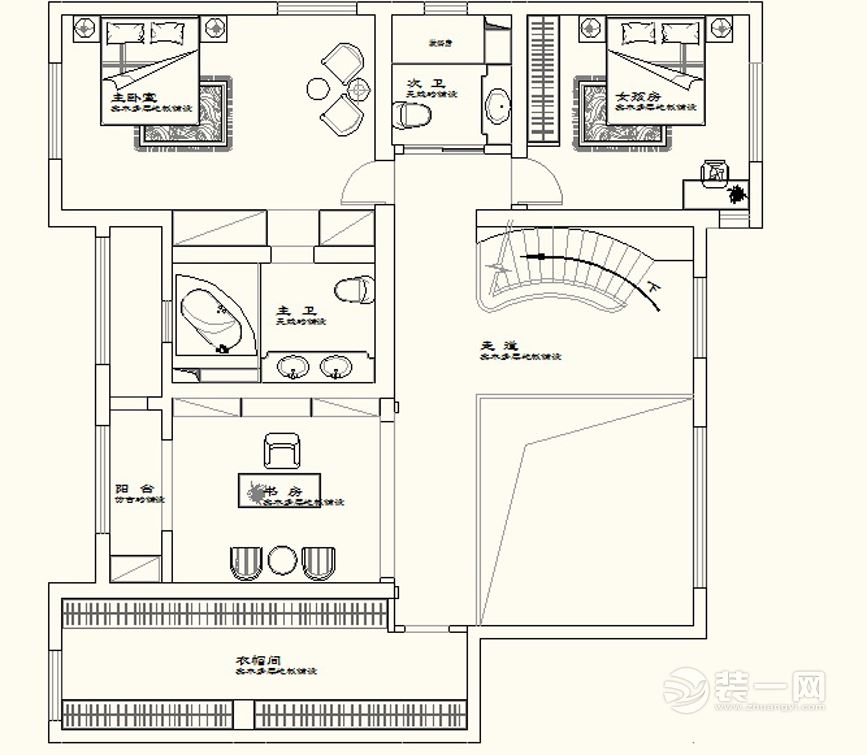 别墅设计效果图 290平五居欧式案例户型图