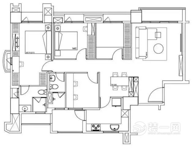116平三居室北欧风格装修效果图
