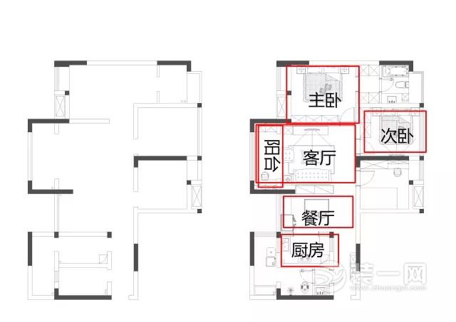 120平3室2厅2卫户型 现代美式风格设计