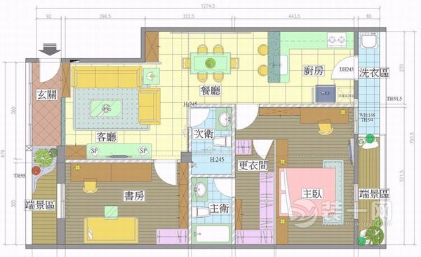 90平米小户型简约装修案例