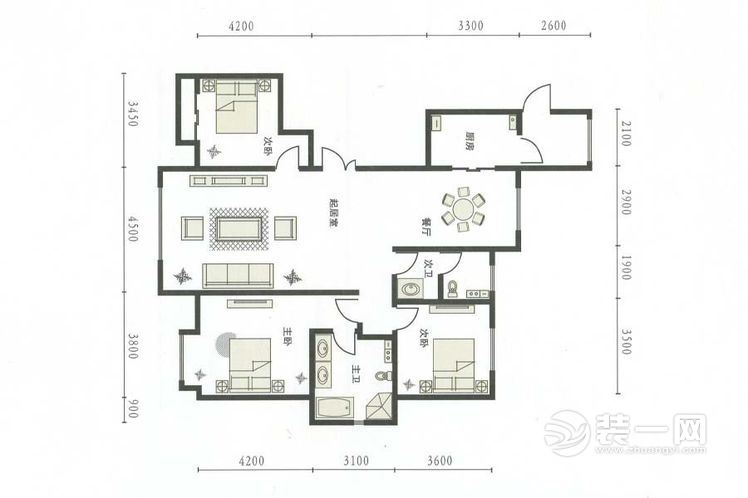 155.9平三室两厅 黑白现代简约设计