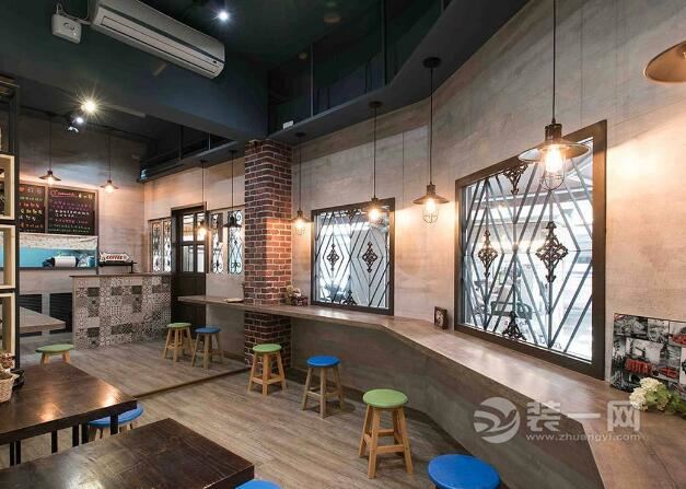 小型餐飲店裝修效果圖 復古的紅磚綠瓦工業風格設計