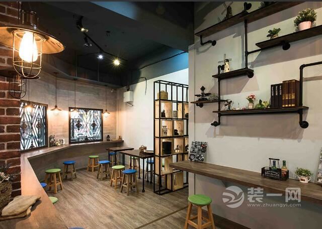 小型餐飲店裝修效果圖 復古的紅磚綠瓦工業風格設計