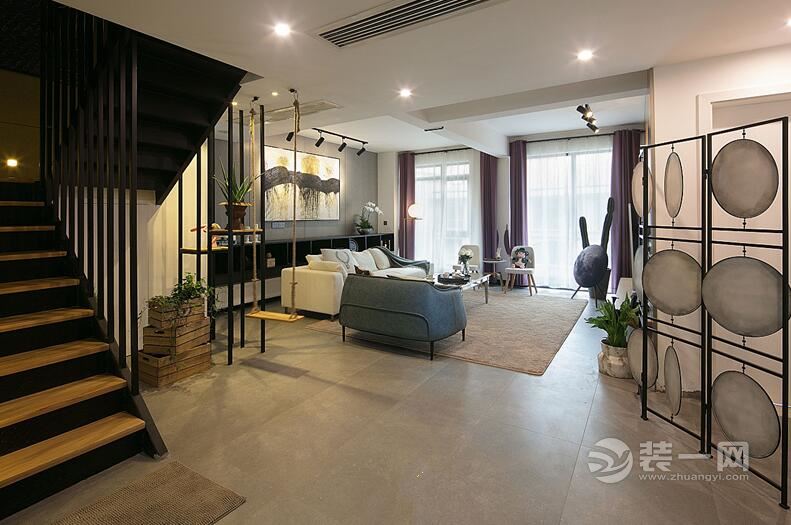 现代风格客厅装修效果图 广州复式豪宅 现代简约风格图片