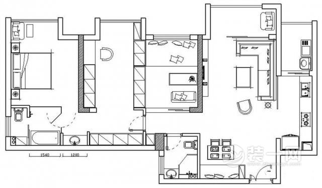 92平现代轻奢三室装修案例图
