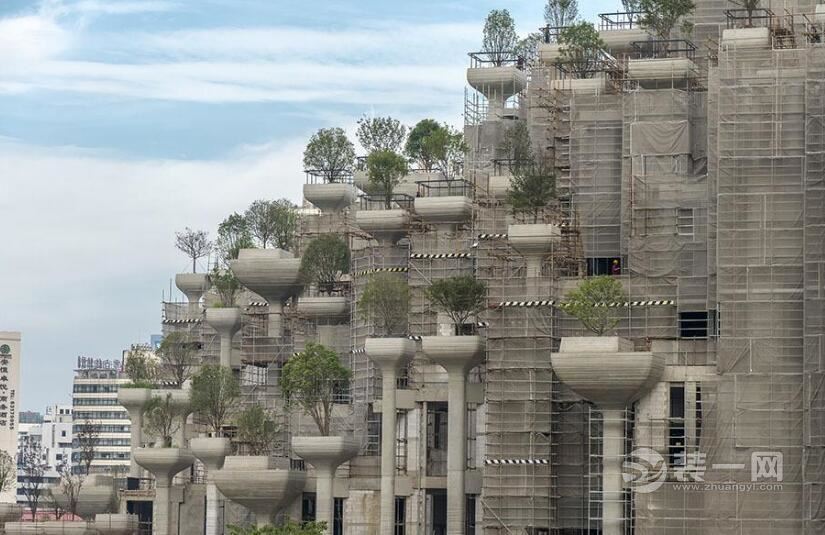 上海建筑屋顶种满绿树