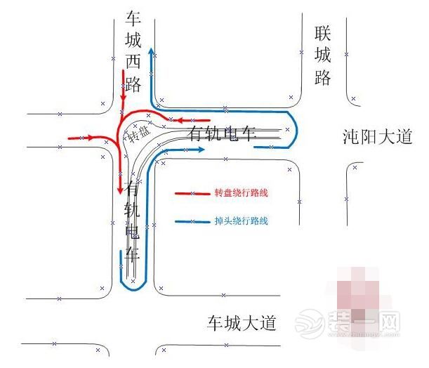 武汉首条有轨电车路口通行示意图