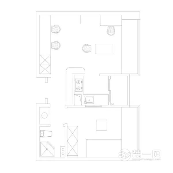 55平米北欧风格一居室装修效果图