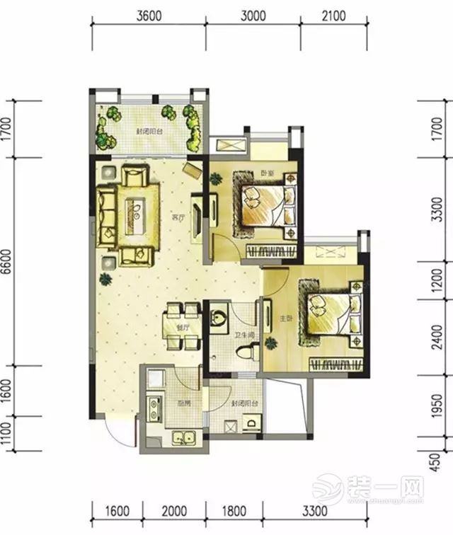 75平米工业风格二居室装修效果图