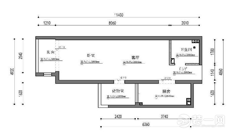 现代简约 北京实创装修公司66平米一居室小户型装修图