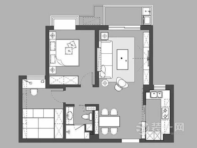 87平米黑白灰北欧时尚精致小二房装修案例图