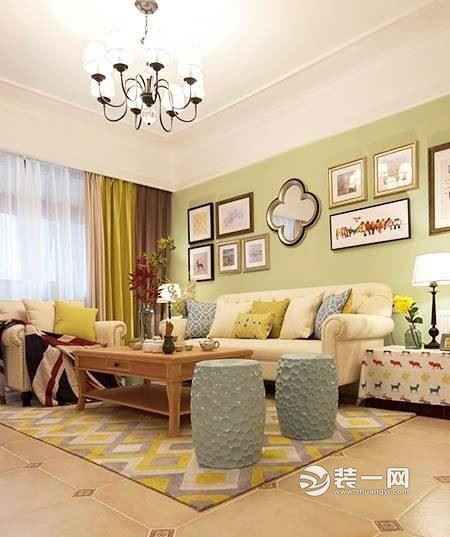 武汉清江山水113平米简约美式风格三居室样板房客厅