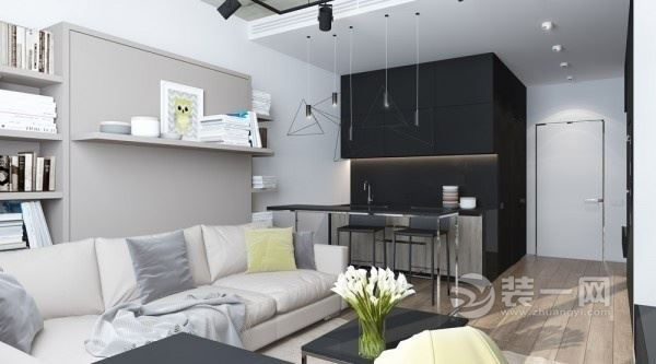 客厅装修效果图 30平米小户型装修样板房 单身公寓室内设计 小户型装修实例