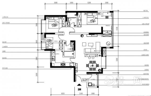 118平北欧三居室装修案例图