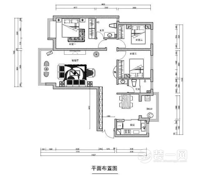 138平米地中海风格三室两厅装修效果图