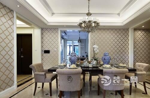 郑州永威城126平四居室欧美风格餐厅装修效果图