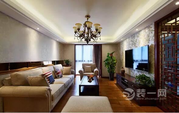 109平新中式三居室客厅装修效果图