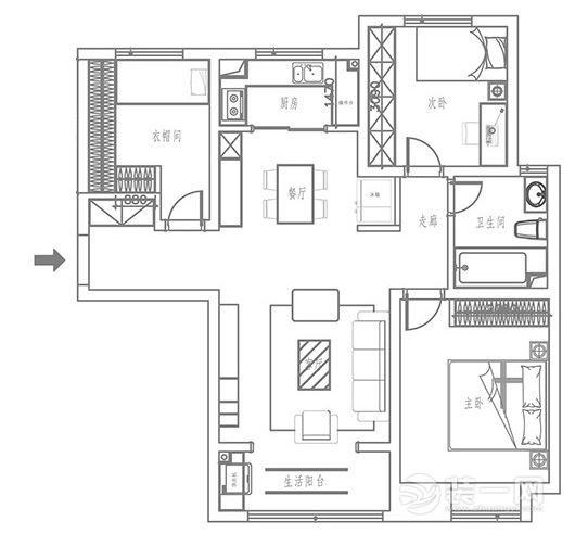 三居室装修户型图