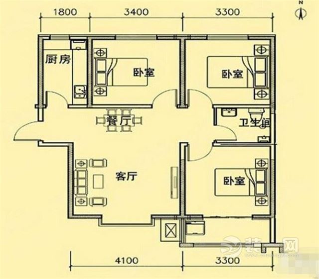 沧州凤凰城三室两厅108平米美式风格装修案例效果