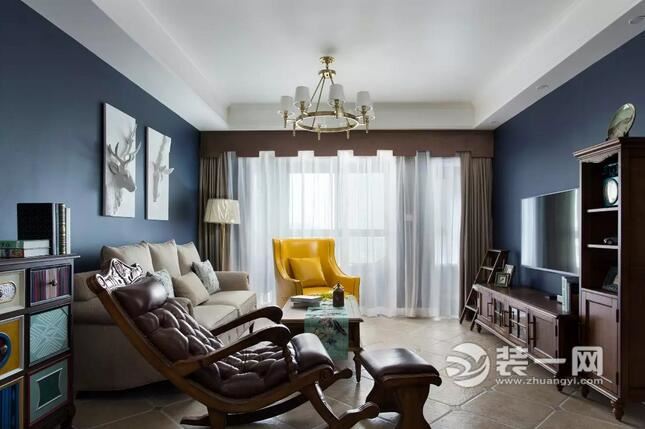 承德98平三居室现代美式客厅装修效果图