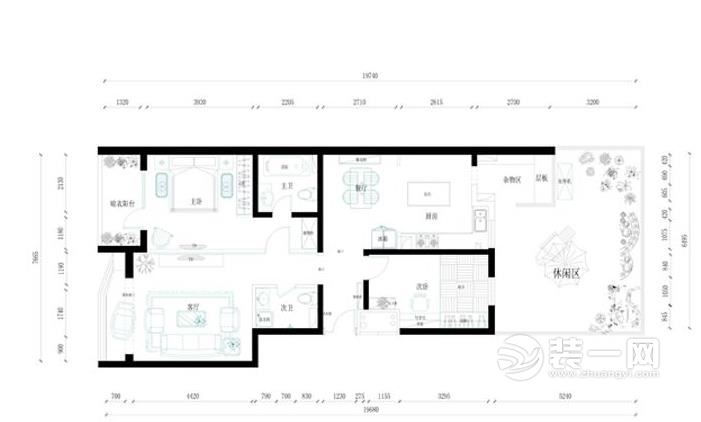 120平两居室混搭风格装修效果图