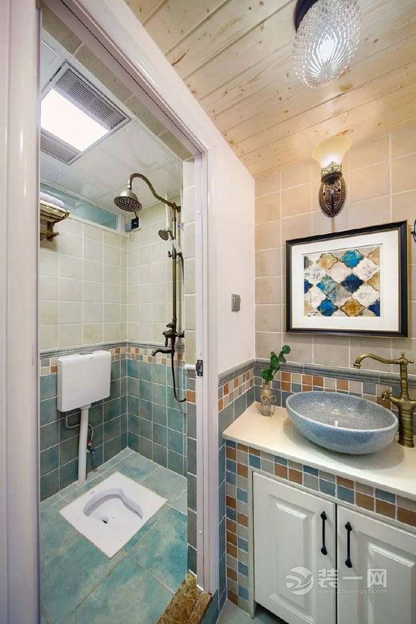 77平米现代美式风格卫浴间装修实景图