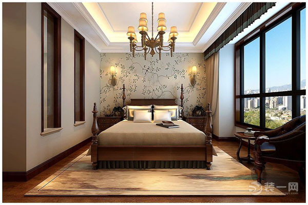 合肥绿城玫瑰园140平米美式风格卧室装修效果图