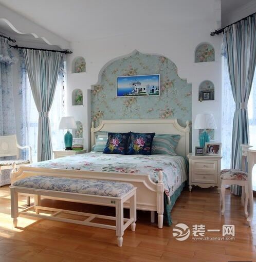 长沙绿地新都会129平四居室地中海卧室装修效果图
