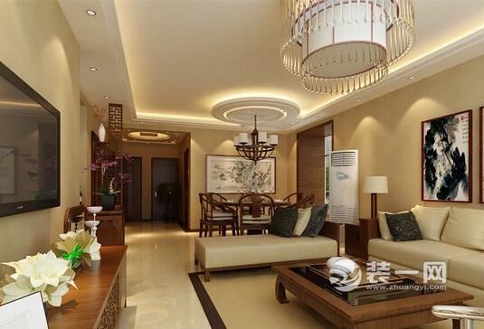 郑州北张小区155平三居室中式风格客厅装修效果图
