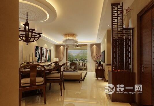 郑州北张小区155平三居室中式风格客厅装修效果图