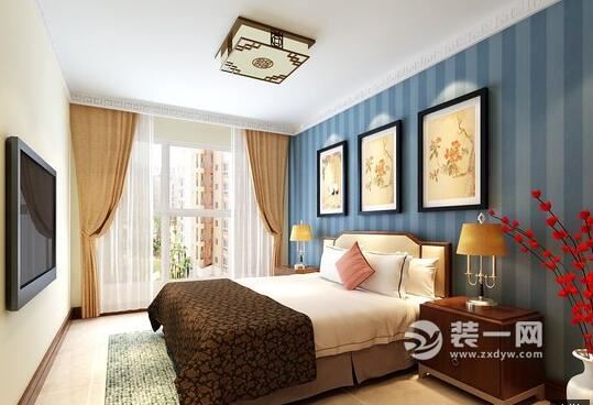 石家庄军创国福花园160平三居室中式风格卧室装修效果图