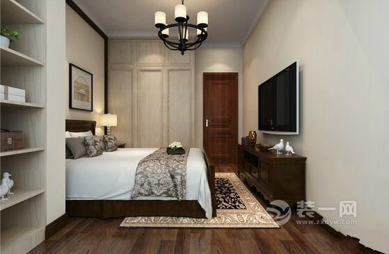 卧室装修效果图 简约美式风格装修图片 110平米房屋设计图
