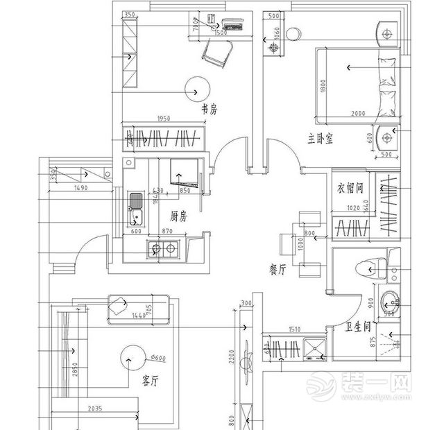 二居室装修户型图