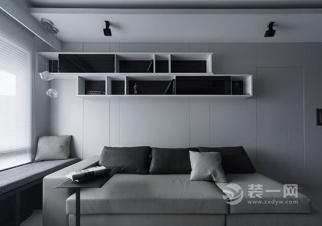 黑白色80平米两室一厅客厅装修效果图