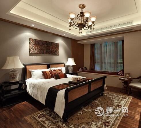 长沙芙蓉嘉苑132平三居室东南亚风格卧室装修效果图