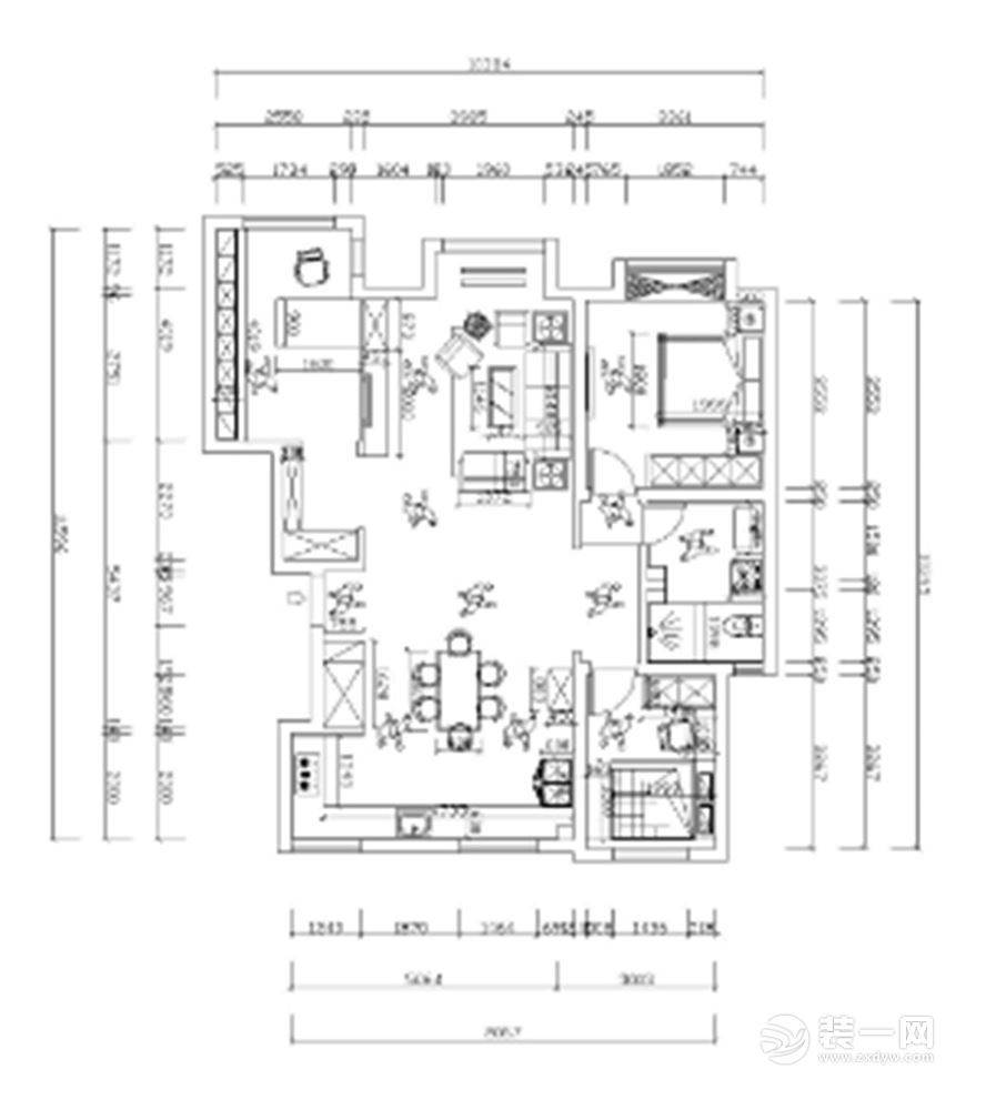 天津紫芥园91.5平两居室户型图