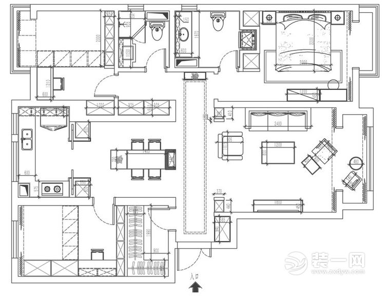 二居室装修户型图