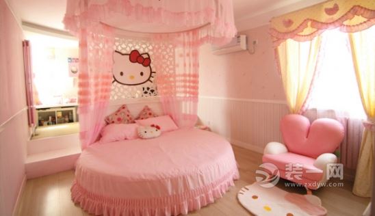hello Kitty粉色圆形双人床