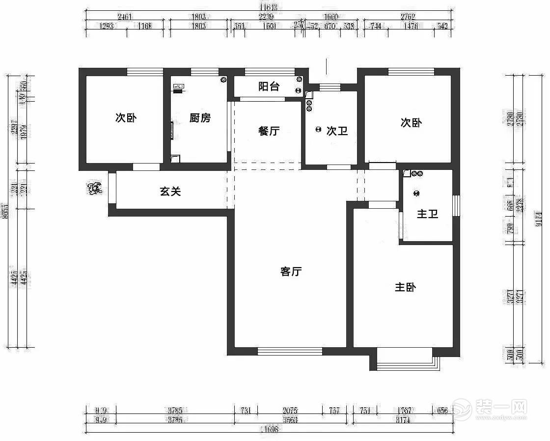 天津中央学府公馆128平米三居室原始户型图