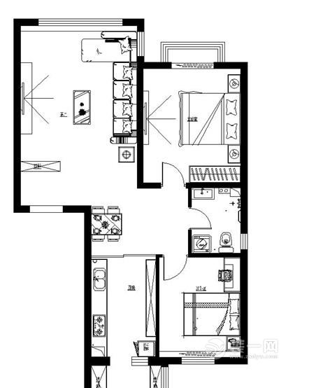 98平米两居室现代简约风格装修效果图