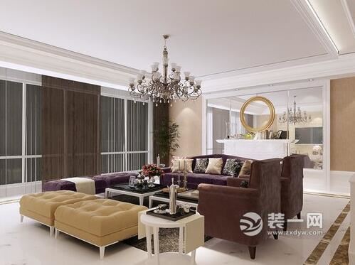 长沙122平三居室欧美风格客厅装修效果图