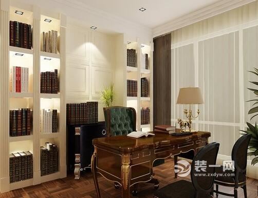 长沙122平三居室欧美风格书房装修效果图