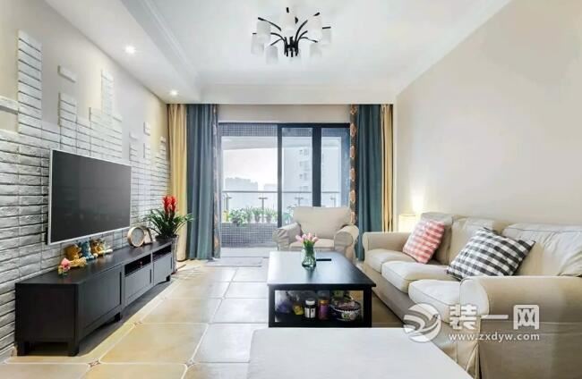 郑州110平现代美式三居客厅装修效果图