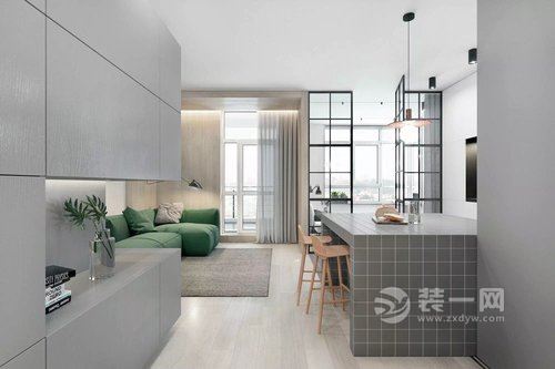 114平米三居室日韩风格设计案例吧台图片